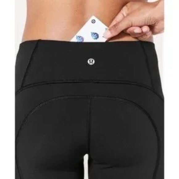 Lululemon Women's Sun Runner Crop 17" Black Luxtreme Mesh Size 6 - Picture 3 of 9